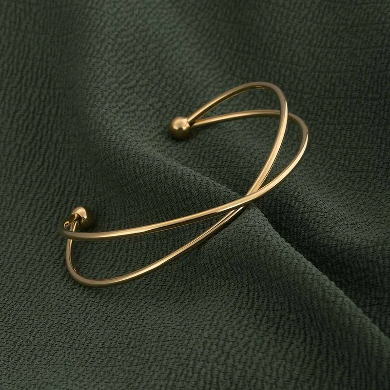 بالموناس PALMONAS Golden Crossover Kada Bracelet for Women | 18K Gold Plated, Waterproof & Anti-Tarnish